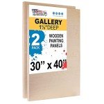 U.S. Art Supply Unfinished Cradled Wood Panels for Painting, 2 Pack of 30x40 inch - Gallery Birch Wooden Canvas Boards 1-1/2" Deep - Mixed-Media Craft, Acrylic, Oil, Encaustic, Paint Pouring