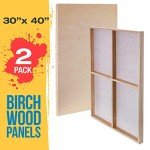 U.S. Art Supply Unfinished Cradled Wood Panels for Painting, 2 Pack of 30x40 inch - Gallery Birch Wooden Canvas Boards 1-1/2" Deep - Mixed-Media Craft, Acrylic, Oil, Encaustic, Paint Pouring