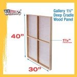 U.S. Art Supply Unfinished Cradled Wood Panels for Painting, 2 Pack of 30x40 inch - Gallery Birch Wooden Canvas Boards 1-1/2" Deep - Mixed-Media Craft, Acrylic, Oil, Encaustic, Paint Pouring