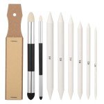 Blending Stumps for Drawing, 9PCS Tortillions Blending Pencil Oil Pastel Blending Tools Soft Paper Felts Sketch Blending Sticks Blending Sponge Pens and Sandpaper Pencil Sharpener Drawing Supplies