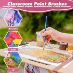 ZRLEI Small Paint Brushes Bulk, 110 Pcs Flat Tip Round Acrylic Paint Brushes for Kids Classroom Acrylic Watercolor Canvas Face Painting Touch Up