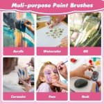 ZRLEI Small Paint Brushes Bulk, 110 Pcs Flat Tip Round Acrylic Paint Brushes for Kids Classroom Acrylic Watercolor Canvas Face Painting Touch Up