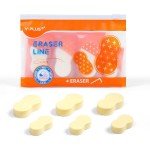 Yplus Eraser Line - Hipolymer Pencil Erasers for School Office, Cute White Rubber Eraser for Kids, Artist No Residues, 6 Pcs Stocking Stuffers for Kids Toddler