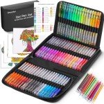 Soucolor Glitter Gel Pens for Adult Coloring Books, Back to School Supplies, 120 Pack-60 Glitter Pens, 60 Refills and Travel Case, 40% More Ink Markers Set for Drawing Doodling Journaling Art Supplies