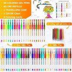 Soucolor Glitter Gel Pens for Adult Coloring Books, Back to School Supplies, 120 Pack-60 Glitter Pens, 60 Refills and Travel Case, 40% More Ink Markers Set for Drawing Doodling Journaling Art Supplies