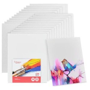 Artlicious Canvases for Painting - Pack of 24, 8 x 10 Inch Blank White Canvas Boards - 100% Cotton Art Panels for Oil, Acrylic & Watercolor Paint