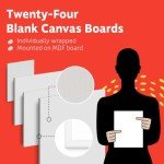 Artlicious Canvases for Painting - Pack of 24, 8 x 10 Inch Blank White Canvas Boards - 100% Cotton Art Panels for Oil, Acrylic & Watercolor Paint