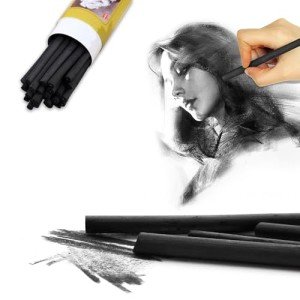 Cryptolux 25 Pcs Charcoal Pencils,Vine Charcoal,Black Artist Vine Charcoal Willow Charcoal Sticks The Art of Drawing and Painting for Artists, Beginners, and Students(4-5mm)