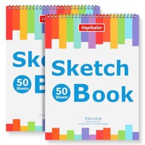 9" x 12" Sketch Book, 2-Pack 50 Sheets Spiral Bound Art Sketchbook, Acid Free Artist Drawing Book Paper, Art Supplies for Adults Kids, Craft Activities, Sketch Paper for Drawing Coloring Sketching
