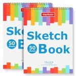 9" x 12" Sketch Book, 2-Pack 50 Sheets Spiral Bound Art Sketchbook, Acid Free Artist Drawing Book Paper, Art Supplies for Adults Kids, Craft Activities, Sketch Paper for Drawing Coloring Sketching