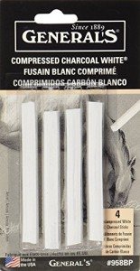 General Pencil WHT Compressed Charcoal Ex.Smooth MED4PK