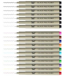 Mr. Pen- Drawing Pens for Artists, 18 Pack, Black Ink Multiliner, Colorful 0.3mm Artist Pens