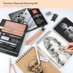 KALOUR PDAS 22pcs Charcoal Drawing Set, Professional Art Supplies, Black & White Charcoal Pencils for Drawing, Sketching, Shading, Blending, Artist Pencils for Beginners & Pro Artists