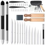 AmazingSpark 40 Pcs Sketch Drawing Tools Blending Stump Set Accessories with Sandpaper Pencil Sharpener Pencil Extension Tool Erasers, Sponge Replacement Heads & Felt Bag for Charcoal Sketch Drawing