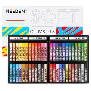 MEEDEN Soft Oil Pastels Set: 48 Colors with Extra 4 White Oil Pastels for Artists Beginners Adults Teachers - Vibrant Oil Pastel Crayons for Art Painting & Drawing, Blending, Layering, Shading