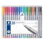 STAEDTLER triplus fineliner, 0.3mm metal-clad tip, ergonomic triangular barrel, for writing, drawing and coloring, set of 20 fineliners, 334 SB20