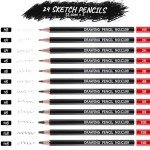 24 Pack Drawing Sketching Pencil Set, Art Pencils for Sketching(14B - 3H), Graphite Shading Pencils for Drawing, Ideal for Art Creation, Shading, Beginners & Artist