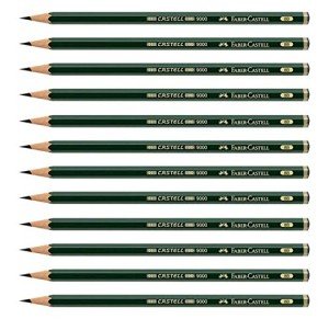Faber-Castell pencils, Castell 9000 graphite pencils, 8B Pre-sharpened Black lead pencils for sketch, shading, drawing, artist - box of 12 (8B)
