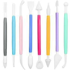 8 Pieces Plastic Clay Modeling Tools Set Ceramic Tool Kit for Sculpting Plastic Polymer Clay Shaping Tool for Kids Double-Head Suitable for DIY Crafts Cake Carving Decorating (Assorted Colors)
