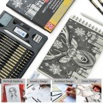 PANDAFLY 20-Piece Professional Sketch Pencil Set - Includes 4H to 14B Graphite Pencils, Charcoal Sticks, Vinyl Eraser, Kneaded Eraser, Sharpener, Blending Stump - Ideal for Artists and Beginners