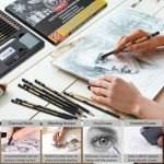 PANDAFLY 20-Piece Professional Sketch Pencil Set - Includes 4H to 14B Graphite Pencils, Charcoal Sticks, Vinyl Eraser, Kneaded Eraser, Sharpener, Blending Stump - Ideal for Artists and Beginners