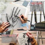 PANDAFLY 20-Piece Professional Sketch Pencil Set - Includes 4H to 14B Graphite Pencils, Charcoal Sticks, Vinyl Eraser, Kneaded Eraser, Sharpener, Blending Stump - Ideal for Artists and Beginners