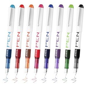 EYEYE Fountain Pens for Writing, 8 Pack Assorted Colors Fine Point Disposable Fountain Pens Stainless Steel Nib, Smooth Writing for Calligraphy, Journaling, Drafting, Sketching, Doodling & Gifts