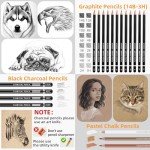 GETHPEN Sketch Pencils for Drawing,34 Pcs,Graphite Pencil (14B-4H), Charcoal Pencil,With Graphite Sticks, Erasers and Sharpener, Art Pencils for Sketching,Artist Set for Beginners and Professionals