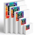 KEFF Stretched Canvas for Painting (10 Pack) Blank Painting Canvas - 2 of Each; 4x4, 5x7, 8x10, 9x12 and 11x14 Canvas, 100% Cotton Pre-Primed, Great for Pouring, Acrylic, Oil, Wet and Dry Art Media