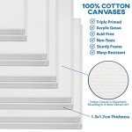 KEFF Stretched Canvas for Painting (10 Pack) Blank Painting Canvas - 2 of Each; 4x4, 5x7, 8x10, 9x12 and 11x14 Canvas, 100% Cotton Pre-Primed, Great for Pouring, Acrylic, Oil, Wet and Dry Art Media