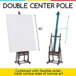 MEEDEN Extra Large H-Frame Studio Easel - Solid Beech Wooden Artist Professional Heavy-Duty Easel, Painting Art Easel Stand with 4 Premium Locking Silent Caster Wheels, Hold Max 82", Walnut