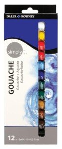 Daler-Rowney Simply... Gouache Paint Set, Assorted Colors, 12 Piece, 12ml