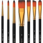 LorDac Arts Paint Brush Set, 7 Artist Brushes for Painting with Acrylic, Gouache, Oil and Watercolor. Professional Art Quality on Canvas, Wood, Face and Models. includes Carrying Case Travel Kit