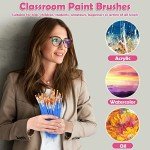 126 Pcs Small Paint Brushes Bulk, Flat and Round Pointed Paint Brushes Set for Kids Craft Brushes for Classroom Acrylic Oil Watercolor Canvas Face Painting