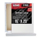 U.S. Art Supply Large Stretched Canvas for Painting 16x20 inch Gallery Depth 1-1/2" Thick, 3-Pack - 12oz Acrylic Gesso Triple Primed, Professional Artist Quality, 100% Cotton - Oil, Pouring Paint