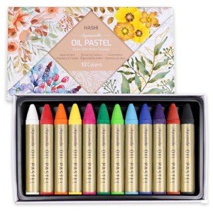 HA SHI Water Soluble Oil Crayons For Artists 12 Color, Watercolor Crayons, Oil Pastels, Premium Quality Art Supplies for Kids, Adults - Blendable, Vibrant Hues, Korean Craftsmanship