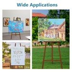 Somime A - Frame Wooden Display Easel with Wheels - Adjustable Lyre Beechwood Studio Easel Stand Holding Canvas Up to 90", Inclinable Artist Floor Painting Easel for Artwork Painting, Brown