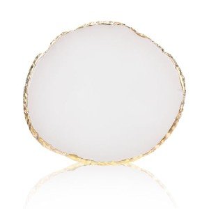 Ouligay Resin Art Palette Makeup Mixing Palette Gold Edge Nail Art Tool Gel Design Nail Art Makeup Mixing Tray DIY (White)