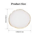 Ouligay Resin Art Palette Makeup Mixing Palette Gold Edge Nail Art Tool Gel Design Nail Art Makeup Mixing Tray DIY (White)