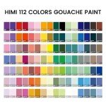 HIMI Gouache Paint Set, 112 Colors x 12g Twin Jelly Cup Design in Carrying Case, Non-Toxic Paint for Canvas and Paper, Perfect for Artists, Student, Opaque Painting (Black)