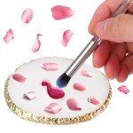 Ouligay Resin Art Palette Makeup Mixing Palette Gold Edge Nail Art Tool Gel Design Nail Art Makeup Mixing Tray DIY (White)