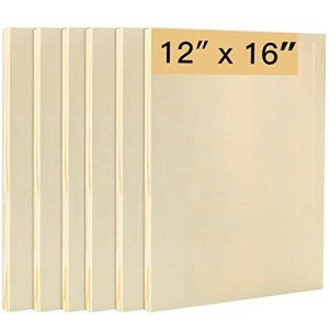 FVIEXE 6PCS Wood Panels for Painting, 12 x 16 Inch Craft Wood Canvas Panel Boards Unfinished Wooden Painting Pouring Panel Board for Arts & Crafts