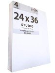 milo Pro Stretched Artist Canvas | 24x36 inch | Pack of 4 | 3/4” inch Thick Studio Profile | Ready to Paint 11 oz Primed Heavy Duty Large Canvas Art Supplies for Painting