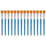 14 Pcs 1 Inch Flat Paint Brushes - Synthetic Nylon Hair Artist Brushes Bulk for Acrylic, Oil, Watercolor - Wooden Handle Professional Painting Brushes for Canvas, Detail Work, Base Coating & Crafts
