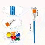 14 Pcs 1 Inch Flat Paint Brushes - Synthetic Nylon Hair Artist Brushes Bulk for Acrylic, Oil, Watercolor - Wooden Handle Professional Painting Brushes for Canvas, Detail Work, Base Coating & Crafts