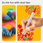 ARTISTRO 24 Dual Tip Acrylic Paint Markers, Acrylic Paint Pens, Fabric Markers for Textile, Rock, Glass, Wood, Paper, Ceramic, Canvas DIY Art Supplies Kit for Kids and Adults (Dual Tip Dot + Fine, 24)