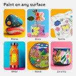 ARTISTRO 24 Dual Tip Acrylic Paint Markers, Acrylic Paint Pens, Fabric Markers for Textile, Rock, Glass, Wood, Paper, Ceramic, Canvas DIY Art Supplies Kit for Kids and Adults (Dual Tip Dot + Fine, 24)