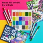 ARTISTRO 24 Dual Tip Acrylic Paint Markers, Acrylic Paint Pens, Fabric Markers for Textile, Rock, Glass, Wood, Paper, Ceramic, Canvas DIY Art Supplies Kit for Kids and Adults (Dual Tip Dot + Fine, 24)