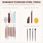 23PCS Clay Tools Sculpting, Ceramic & Pottery Modeling Tool, Ceramics Tools Set, Polymer Tools Kit, Air Dry Clay Tools for Carving, Molding, Pottery Wheel, Crafting Supplies, Pros, Beginners, Adults