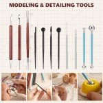 23PCS Clay Tools Sculpting, Ceramic & Pottery Modeling Tool, Ceramics Tools Set, Polymer Tools Kit, Air Dry Clay Tools for Carving, Molding, Pottery Wheel, Crafting Supplies, Pros, Beginners, Adults